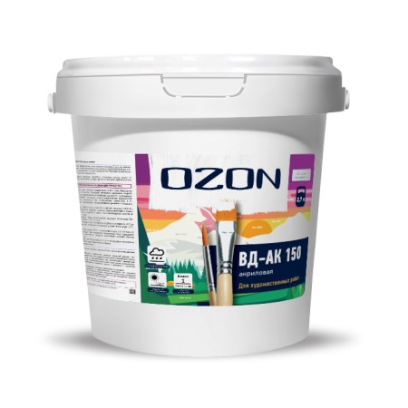 Краска акриловая сверхукрывистая для художественных работ OZON ВД-АК 150 ВД-АК-150D-3,3 D (бесцветная)  обычная